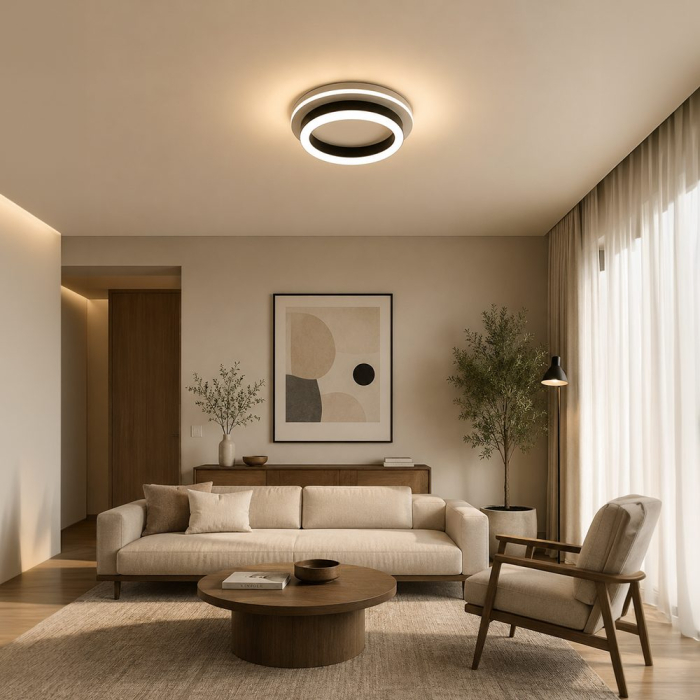 Lustra LED MODERNA 25W, Diametru 20cm, Rotunda, lumina Rece/Calda/Neutra, Negru [9]
