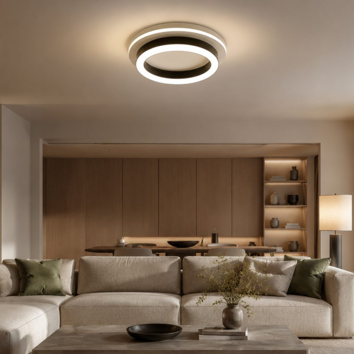 Lustra LED MODERNA 25W, Diametru 20cm, Rotunda, lumina Rece/Calda/Neutra, Negru [12]
