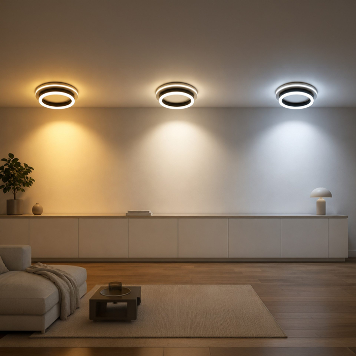 Lustra LED MODERNA 25W, Diametru 20cm, Rotunda, lumina Rece/Calda/Neutra, Negru [2]