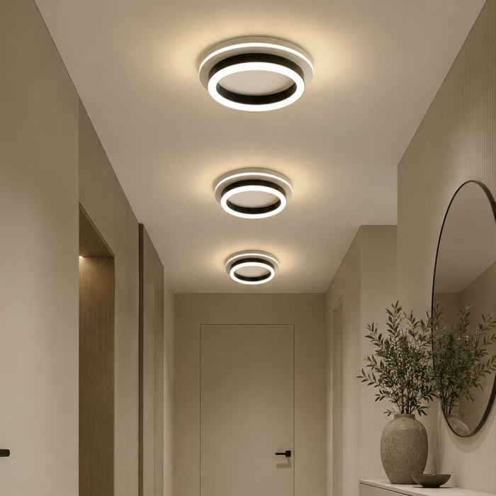 Lustra LED MODERNA 25W, Diametru 20cm, Rotunda, lumina Rece/Calda/Neutra, Negru [11]