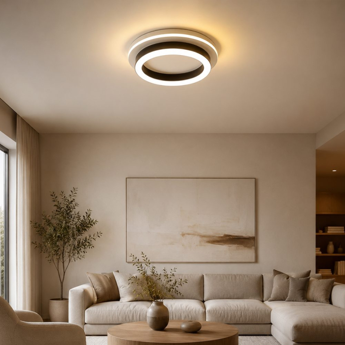 Lustra LED MODERNA 25W, Diametru 20cm, Rotunda, lumina Rece/Calda/Neutra, Negru [8]