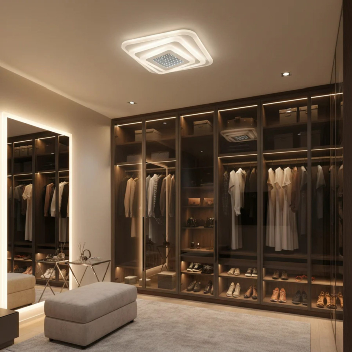 Lustra LED NEXA 3D 46W, Patrata, lumina Rece/Calda/Neutra , Alb [3]