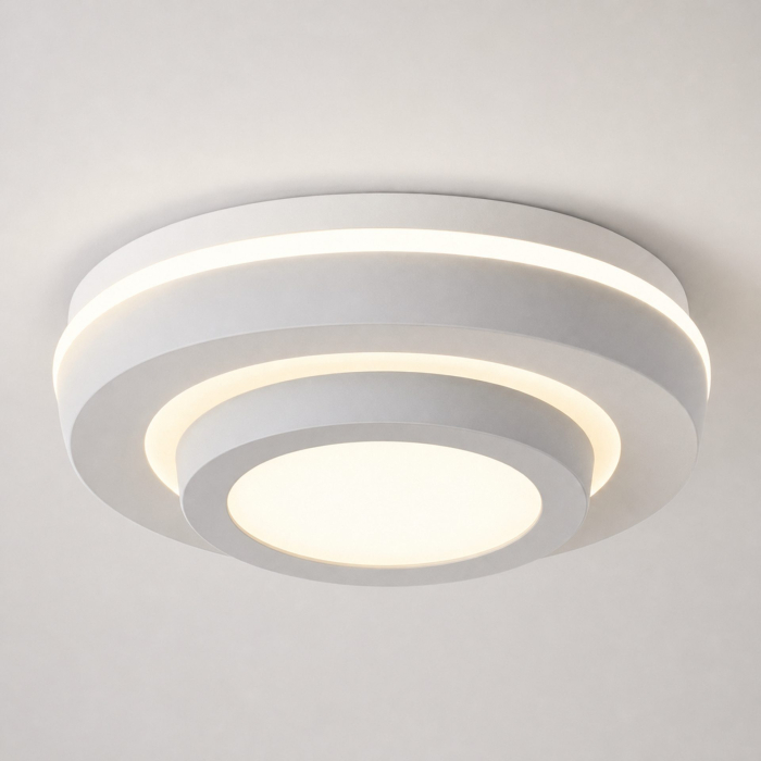 Lustra LED ROUE, 27W, Diametru 20cm, Lumina Calda/Neutra/Rece, Alb, Metal si Acril [10]