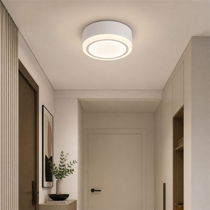 Lustra LED ROUE, 27W, Diametru 20cm, Lumina Calda/Neutra/Rece, Alb, Metal si Acril [7]