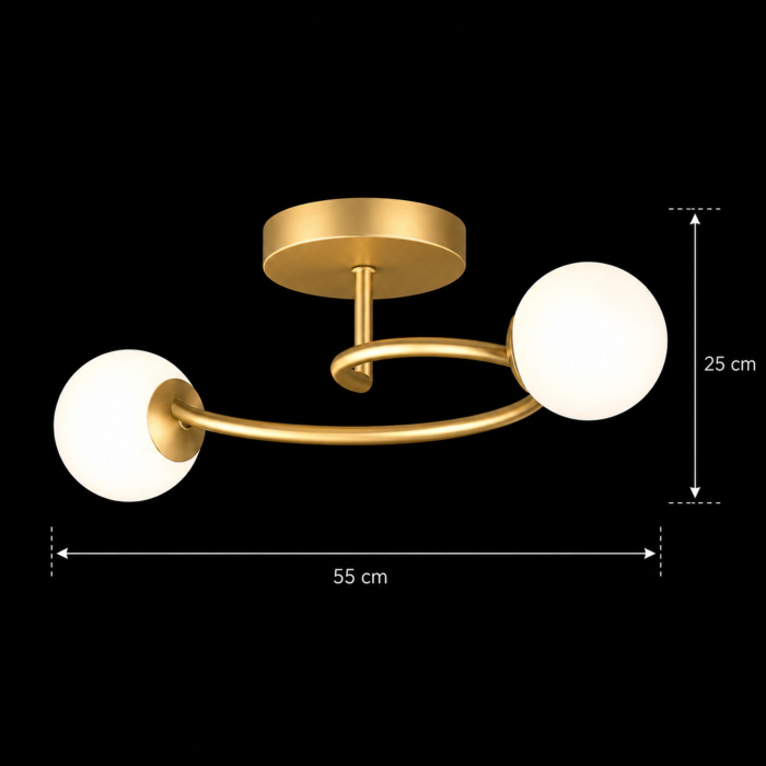 Lustra LED si cristal ORBIT, 55cm, 2xE27, Globuri, Auriu [4]