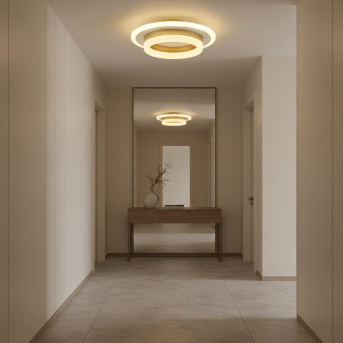 Lustra LED SOLENA ROTONDA 21W, Diametru 20cm, lumina Rece/Calda/Neutra, Alb Auriu [11]
