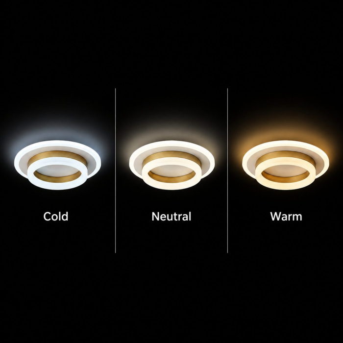 Lustra LED SOLENA ROTONDA 21W, Diametru 20cm, lumina Rece/Calda/Neutra, Alb Auriu [14]