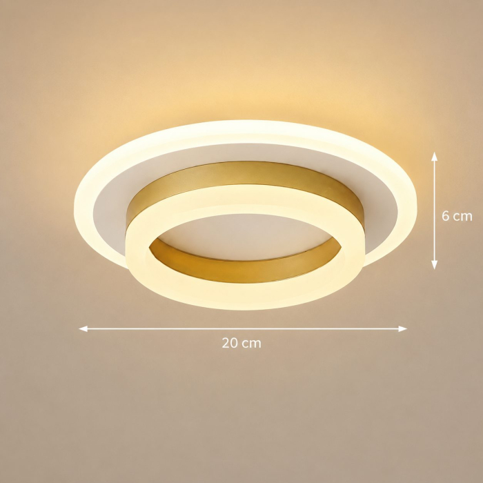 Lustra LED SOLENA ROTONDA 21W, Diametru 20cm, lumina Rece/Calda/Neutra, Alb Auriu [13]