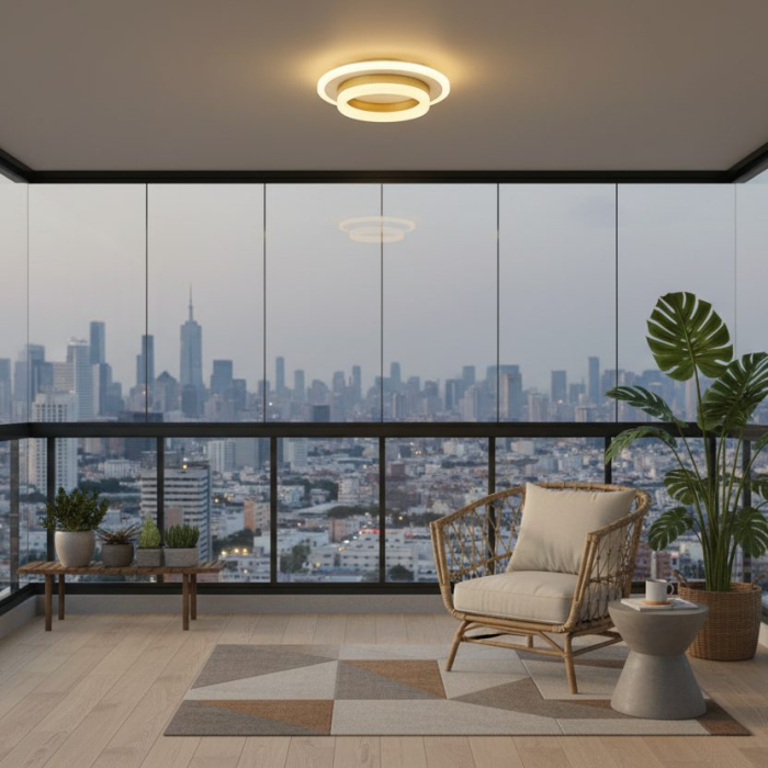 Lustra LED SOLENA ROTONDA 21W, Diametru 20cm, lumina Rece/Calda/Neutra, Alb Auriu [10]