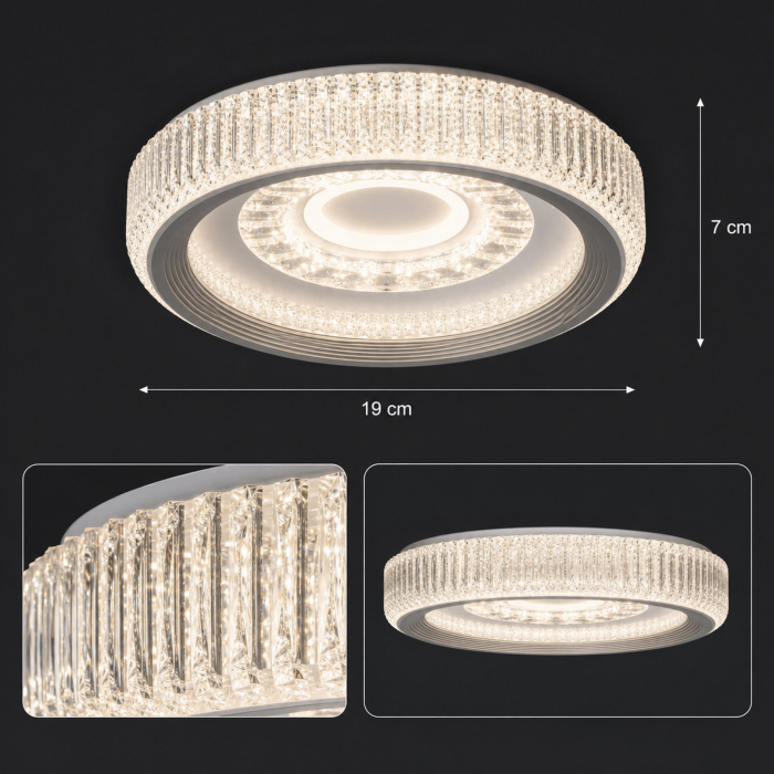 Lustra LED TIRE, 29W, Diametru 19cm, Lumina Calda/Neutra/Rece, Alb, Metal si Acril [12]
