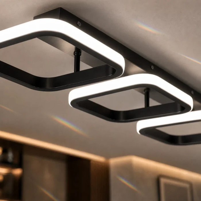 Lustra LED VERTEX 34W, 3 Patrate, Liniara, lumina Rece/Calda/Neutra, Neagra [3]
