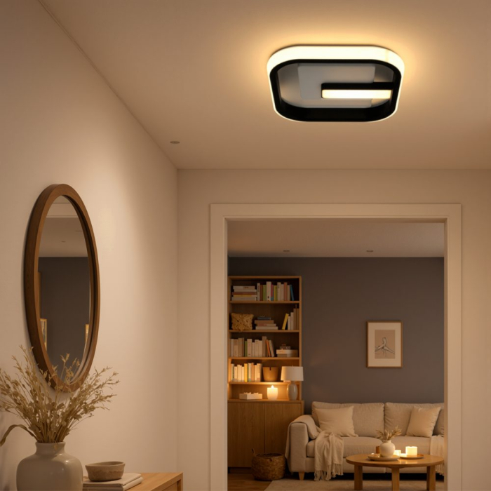 Lustra LED VICTORIA 19W, Patrata, lumina Rece/Calda/Neutra, Negru, Alb [11]