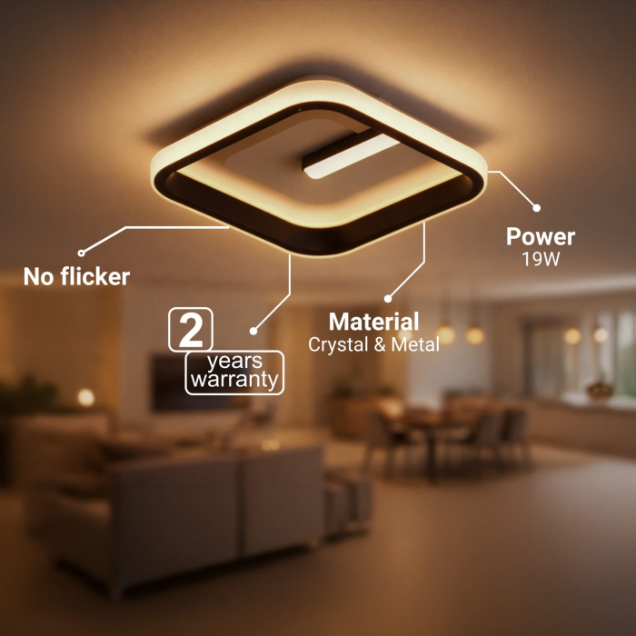 Lustra LED VICTORIA 19W, Patrata, lumina Rece/Calda/Neutra, Negru, Alb [4]