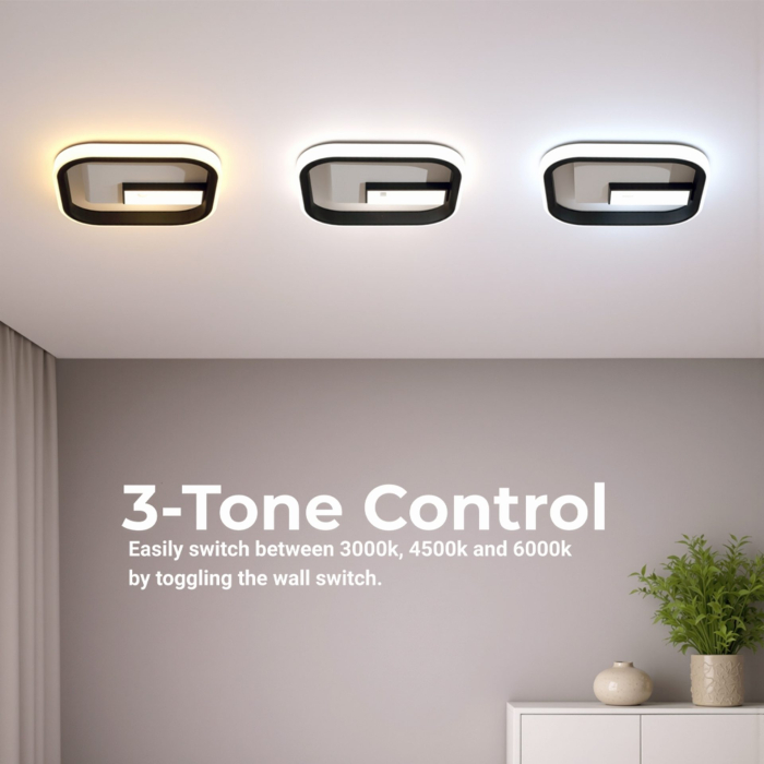 Lustra LED VICTORIA 19W, Patrata, lumina Rece/Calda/Neutra, Negru, Alb [3]