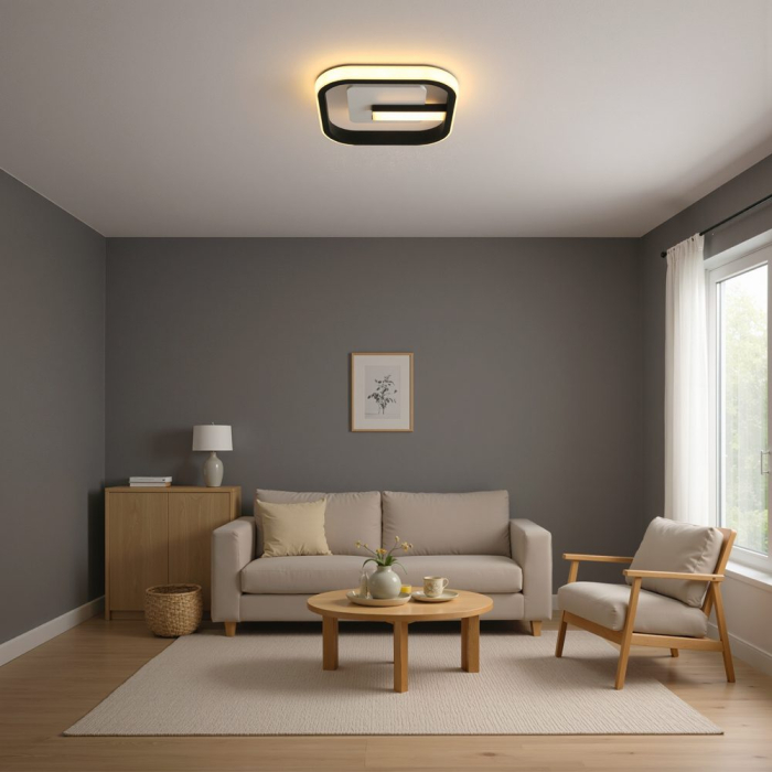 Lustra LED VICTORIA 19W, Patrata, lumina Rece/Calda/Neutra, Negru, Alb [10]