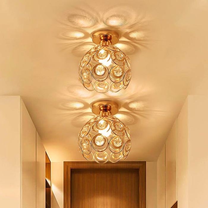 Lustra Vera, 1xE27, D17xH20cm, Auriu, Metal si Cristal [7]