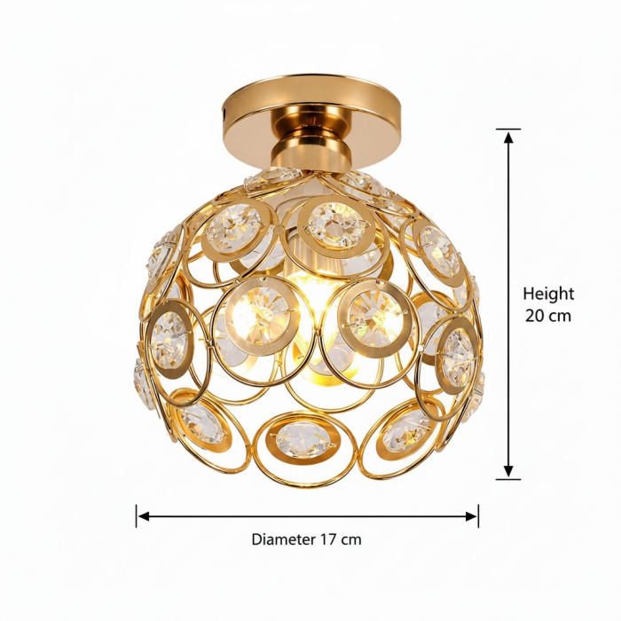Lustra Vera, 1xE27, D17xH20cm, Auriu, Metal si Cristal [12]
