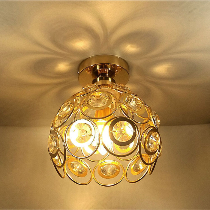 Lustra Vera, 1xE27, D17xH20cm, Auriu, Metal si Cristal [4]