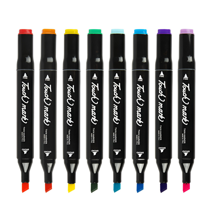 Markere cu Alcool Touch Room, Flippy, Paleta mare Set de 168+ de Culori, Capat Lat si Capat Precis, Geanta Inclusa, Multicolor [7]