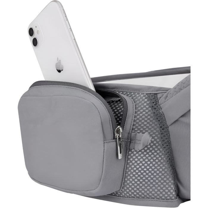 Marsupiu Ergonomic 3in1, Flippy, pentru Bebelusi si Copii, 0-36 Luni, Bretele Reglabile pentru Umar si Sold, Inchidere Catarama, 125x25x14 cm, Gri [3]