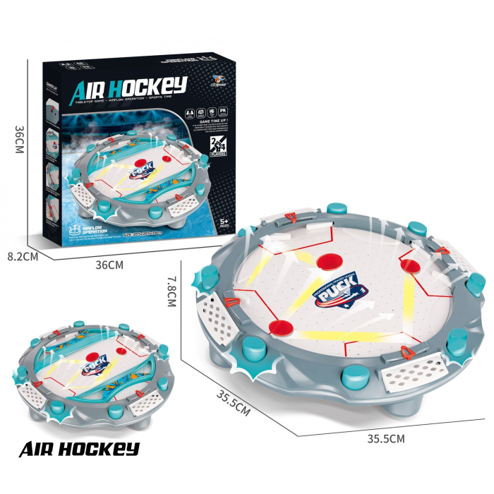 Masa Air Hockey, Flippy, cu Tabela de Scor, 2 Pucuri, Fara Picioare, din ABS, pentru Adulti/Copii +5 Ani, 35.5 x 7.8 x 35.5 cm, Gri [2]