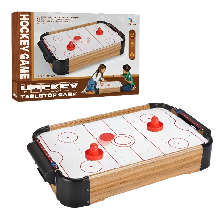 Masa Air Hockey Graffiti fara Picioare, Flippy, Lemn, 2 Pucuri, Tabela Scor, 2 Impingatoare, 57x31x9.5 cm, Maro [10]