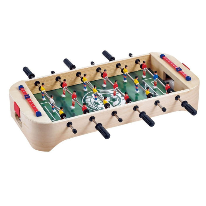 Masa de Fotbal cu Teren, Flippy, fara Picioare, 6 Manere, Tablou de Scor, 51.5 x 10 x 25.5 cm, din Lemn/Otel, Crem/Verde [1]