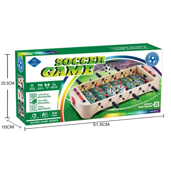 Masa de Fotbal cu Teren, Flippy, fara Picioare, 6 Manere, Tablou de Scor, 51.5 x 10 x 25.5 cm, din Lemn/Otel, Crem/Verde [2]