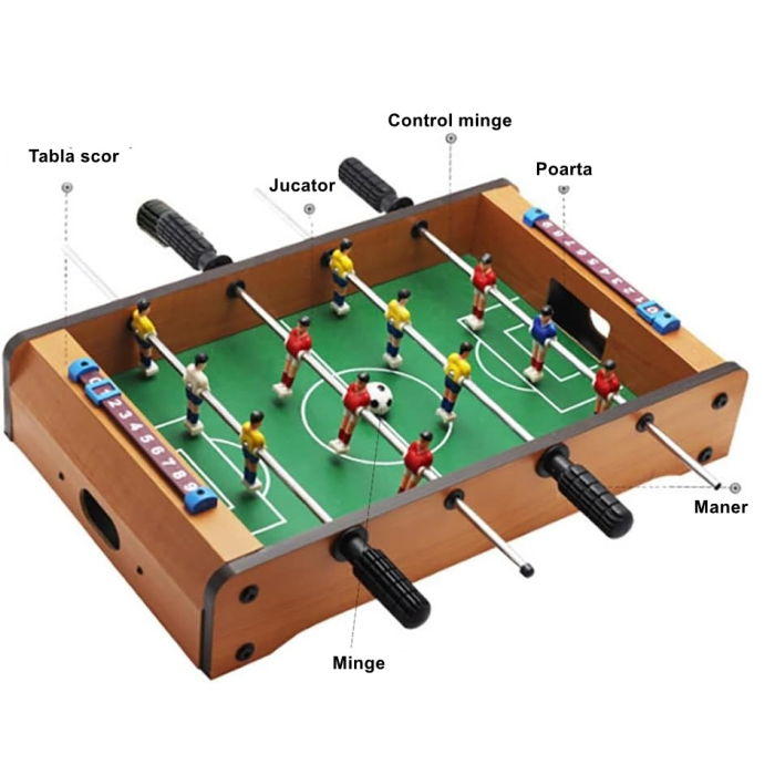 Masa de fotbal cu teren si 12 jucatori Flippy, cu tablou pentru scor, din metal, lemn si ABS, 34.5 x 23 x 7 cm, pentru copii [4]