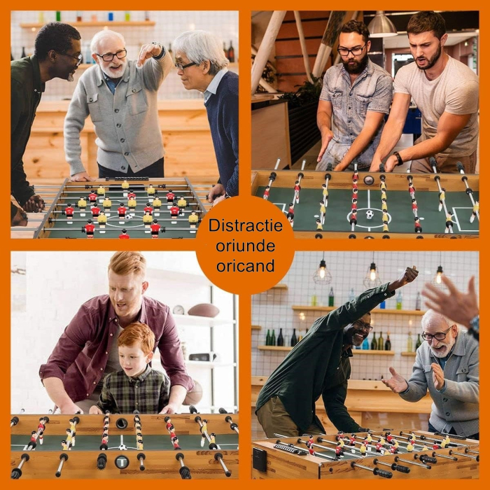 Masa de Fotbal cu Teren si 21 Jucatori Flippy, 8 Manere, cu Tablou pentru Scor, din Metal, Lemn si ABS, 120 x 61.5 x 81 cm, cu Picioare, pentru copii/adulti [3]