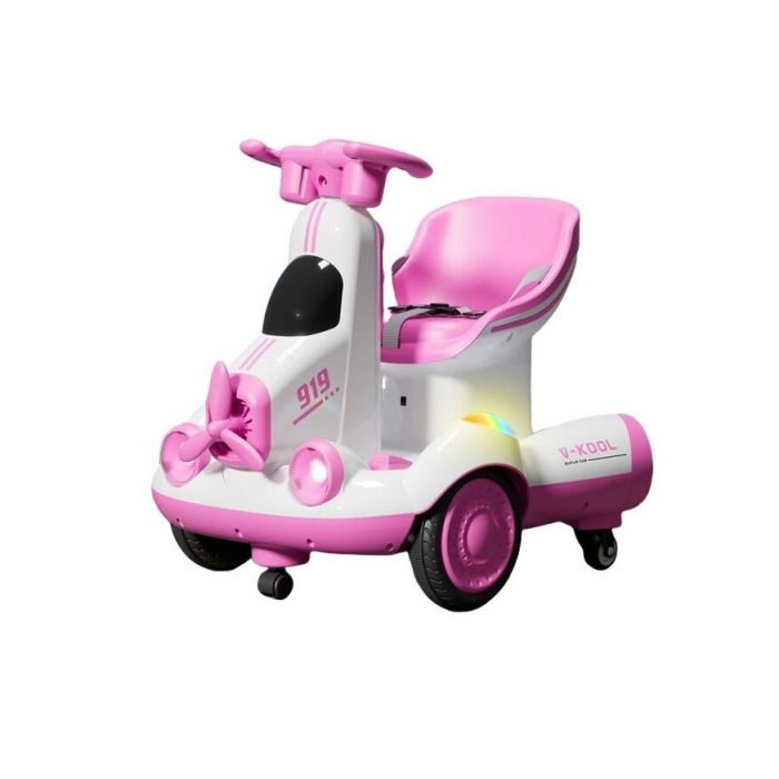 Masinuta Electrica, Flippy, pe 4 Roti, cu Telecomanda, Lumini Led si Muzica, +2 ani, Inaltime Reglabila, Roz [1]