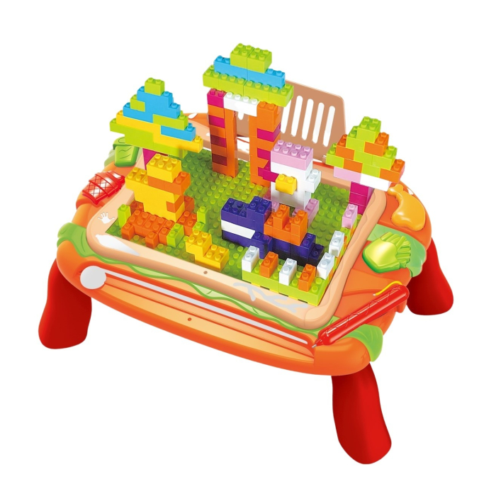 Masuta educativa pentru desenat si construit, 2 in 1, Flippy, 150 de piese de constructie incluse [2]