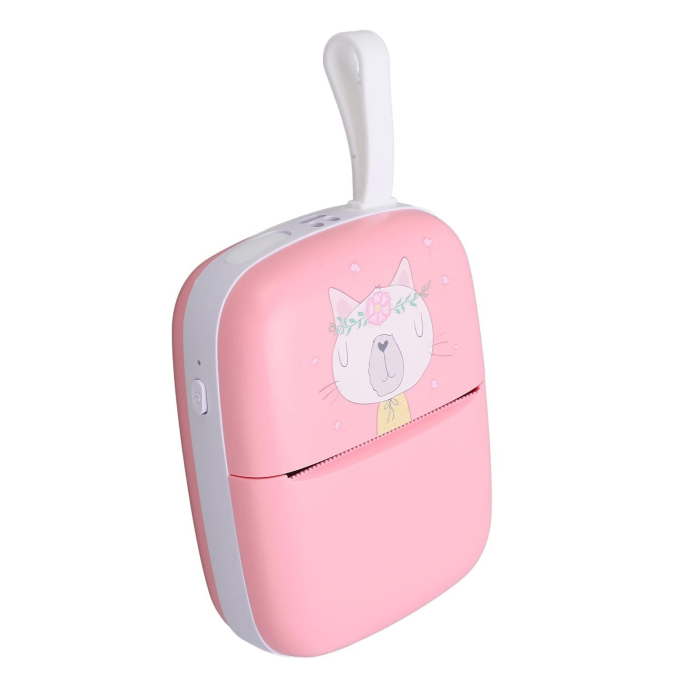 Mini Imprimanta Foto Portabila, Flippy, Incarcare USB, Bluetooth, Model Pisica, Print Alb-Negru, Roz [2]