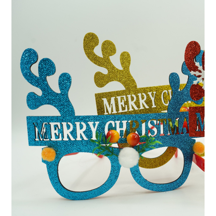 Ochelari petrecere de Craciun, Albastru, din Plastic si Poliester, Flippy [3]