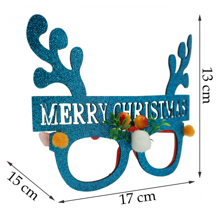 Ochelari petrecere de Craciun, Albastru, din Plastic si Poliester, Flippy [5]