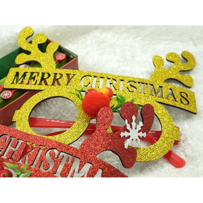 Ochelari petrecere de Craciun, rotunzi, Galben, din Plastic si Poliester, Flippy [8]