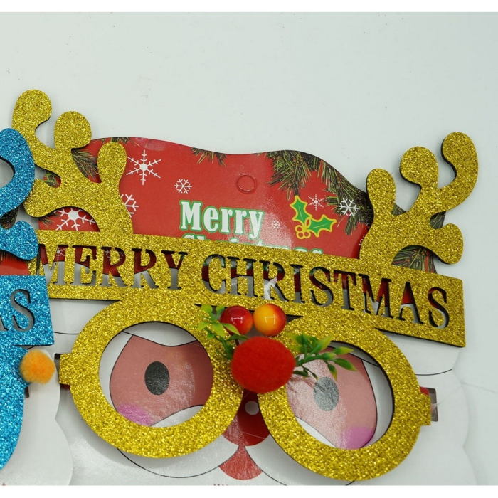 Ochelari petrecere de Craciun, rotunzi, Galben, din Plastic si Poliester, Flippy [7]