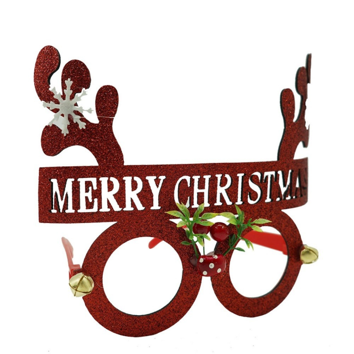 Ochelari petrecere de Craciun, rotunzi, Rosu, din Plastic si Poliester, Flippy [1]