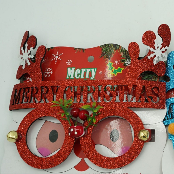 Ochelari petrecere de Craciun, rotunzi, Rosu, din Plastic si Poliester, Flippy [9]