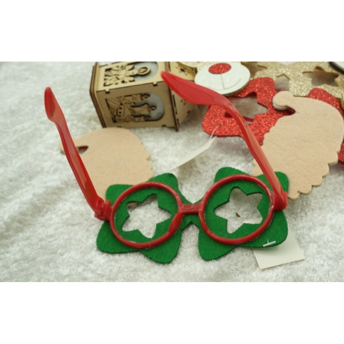 Ochelari petrecere de Craciun, tip Stea cu Mos Craciun, Verde, din Plastic si Poliester, Flippy [10]