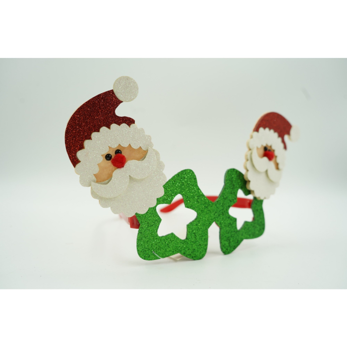 Ochelari petrecere de Craciun, tip Stea cu Mos Craciun, Verde, din Plastic si Poliester, Flippy [2]