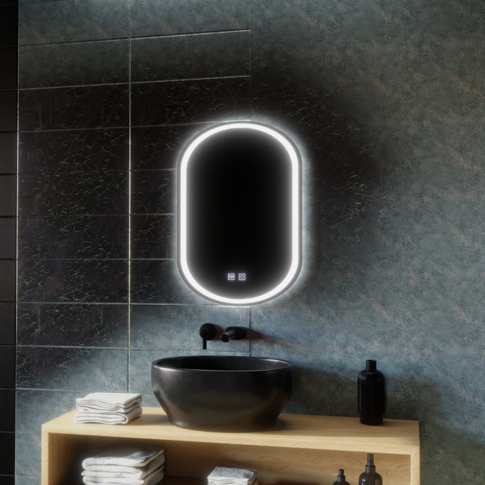 Oglinda LED Ovala, 45x65cm, Velara Touch, Sistem Dezaburire, Dimabila [7]