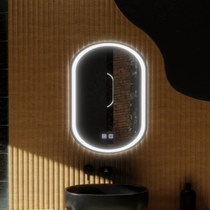Oglinda LED Ovala, 45x65cm, Velara Touch, Sistem Dezaburire, Dimabila [10]
