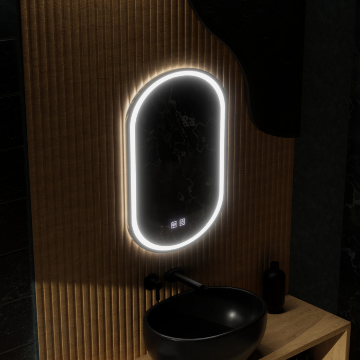Oglinda LED Ovala, 45x65cm, Velara Touch, Sistem Dezaburire, Dimabila [11]