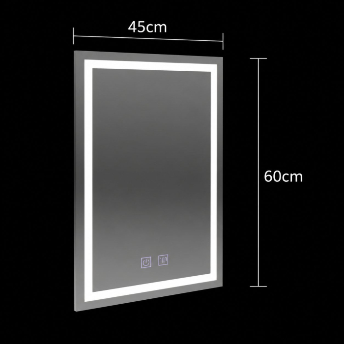 Oglinda LED Rectangulara, 45x60cm, RADIANTE Touch, Sistem Dezaburire, Dimabila [8]