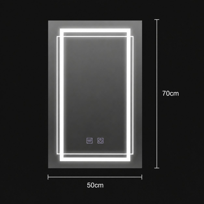 Oglinda LED Rectangulara, 50x70cm, KOVEN Touch, Sistem Dezaburire,Dimabila [9]