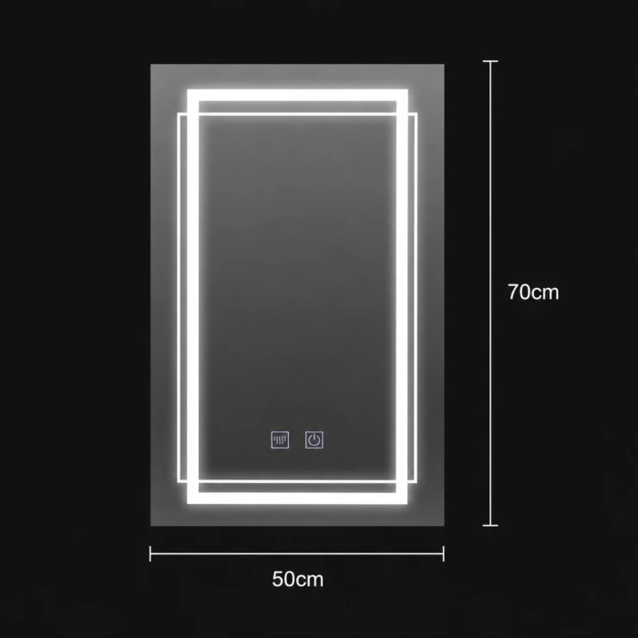 Oglinda LED Rectangulara, 50x70cm, KOVEN Touch, Sistem Dezaburire,Dimabila [3]