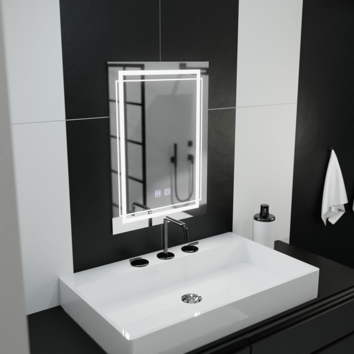 Oglinda LED Rectangulara, 50x70cm, KOVEN Touch, Sistem Dezaburire,Dimabila [8]