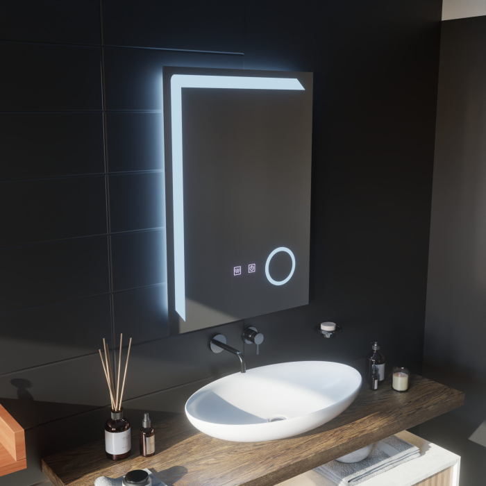 Oglinda LED Rectangulara, 50x70cm, Linea Touch, Sistem Dezaburire, Dimabila [11]