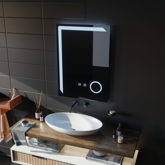 Oglinda LED Rectangulara, 50x70cm, Linea Touch, Sistem Dezaburire, Dimabila [12]
